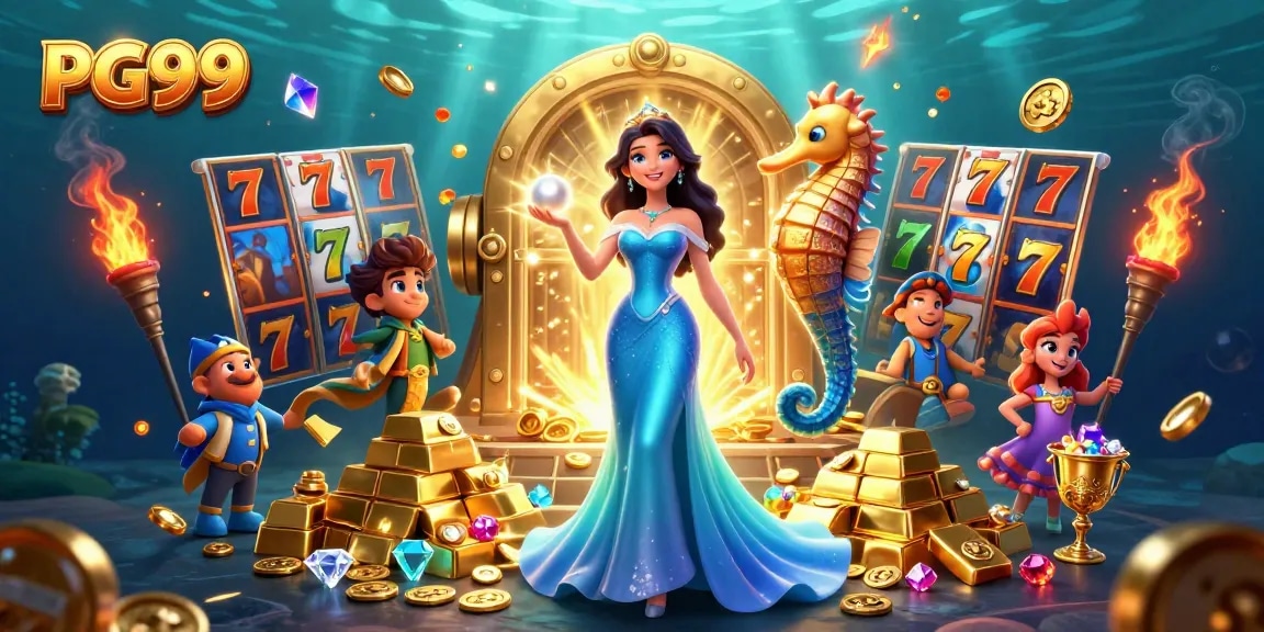 Spin the reels and win big at PG99 with exotic underwater treasures and vibrant casino elements.
