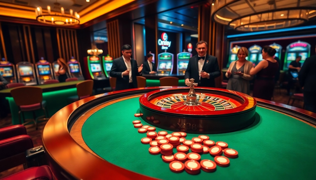 Players enjoying a thrilling game at the XX88 casino table in a luxurious setting.