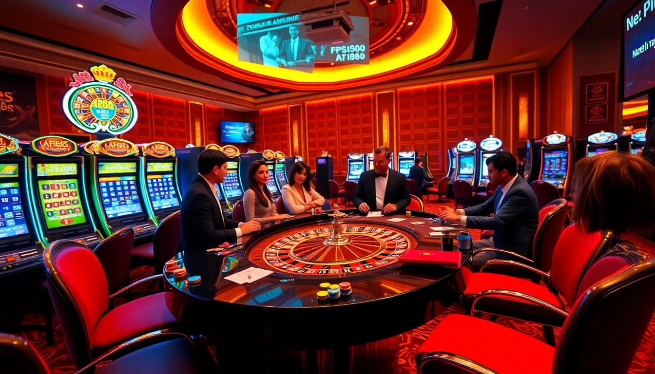 Players enjoying a vibrant AF88 roulette table in an elegant casino setting.