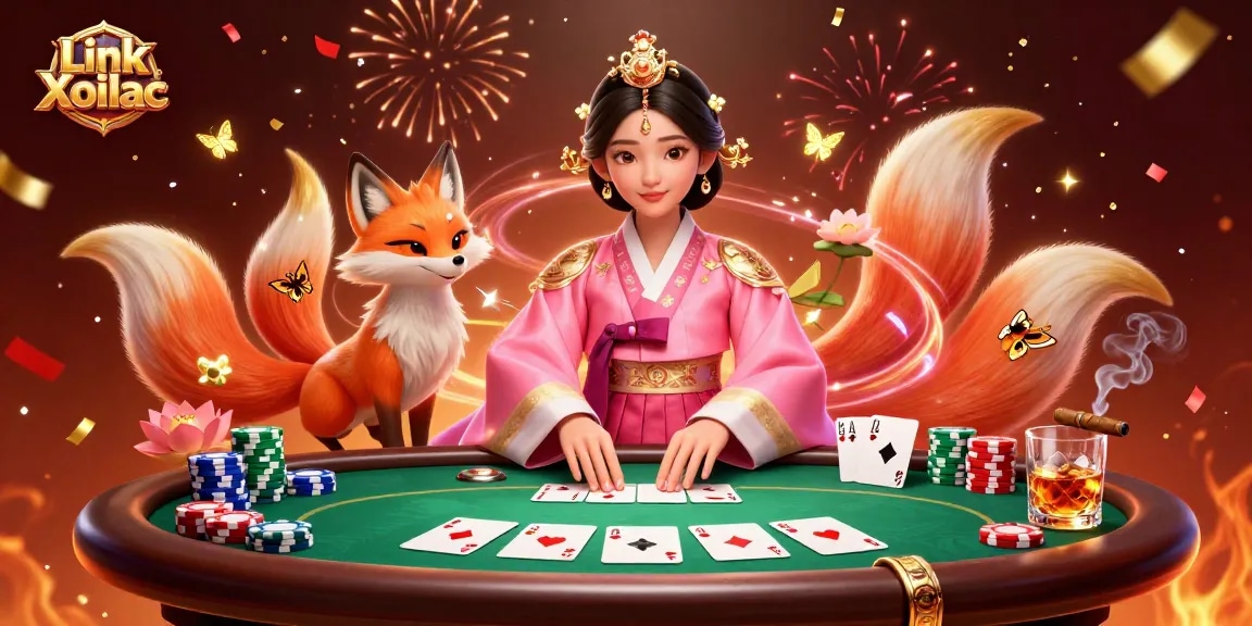 Experience dynamic betting action with Link Xoilac in a vibrant casino setting featuring engaging characters.