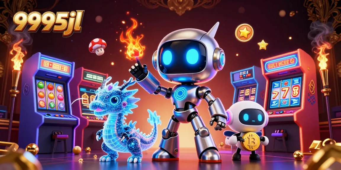 Experience exciting gameplay action at 9995jl with colorful slot reels and neon elements in a vibrant casino atmosphere.