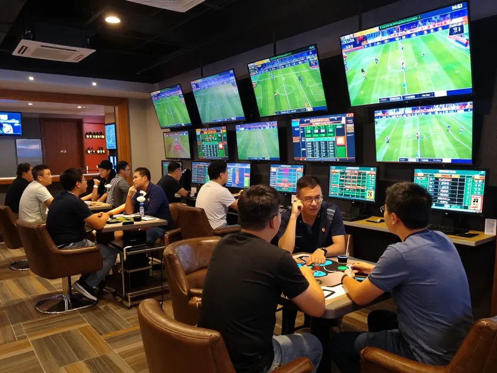 Active sports bettors engaging with live odds at https://vk88.vc/ in a modern lounge setting.