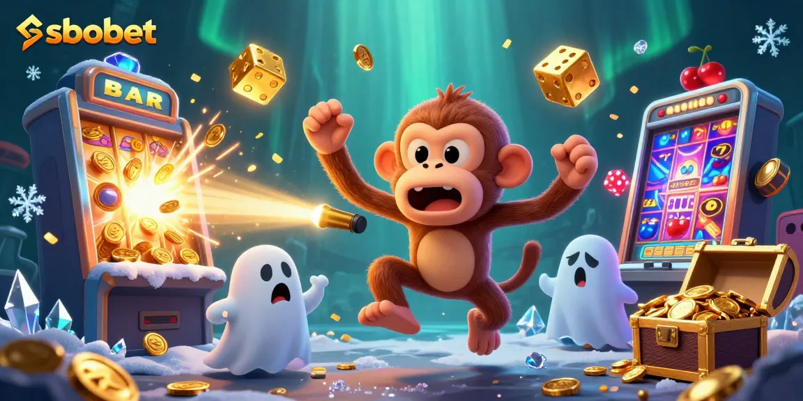 Experience exhilarating sbobet gaming with a playful poltergeist monkey in a vivid haunted casino.