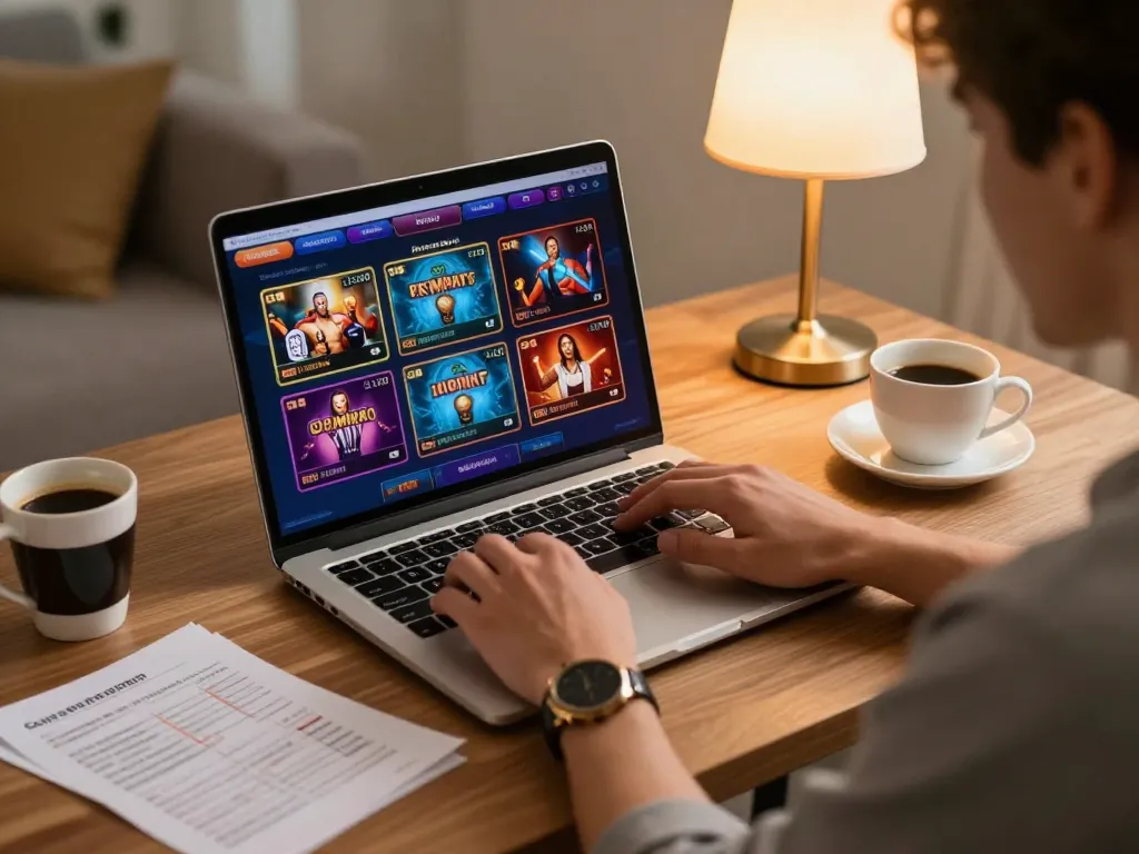 Engaging online casino gameplay at home with https://13win-asia.com/ featured on the screen.