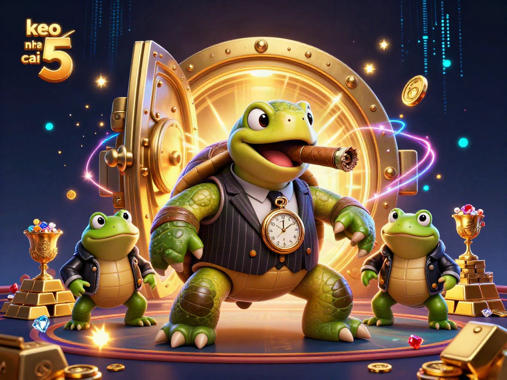 Experience keo nha cai 5 with engaging characters in a vibrant, detailed 3D casino scene filled with treasure and lights.