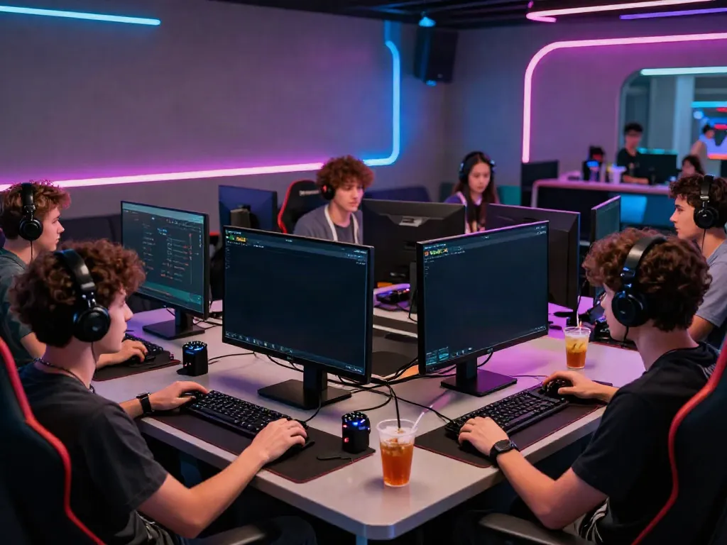Engaging gaming environment at Man88 with friends enjoying various games.
