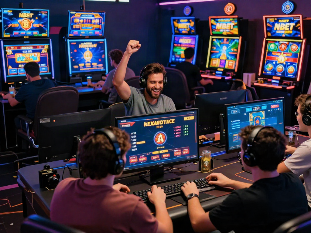 Exciting online gaming experience at NBET with vibrant players and thrilling game graphics.