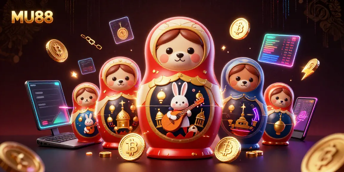 Experience MU88's vibrant online casino world with interactive dealer bears and crypto elements