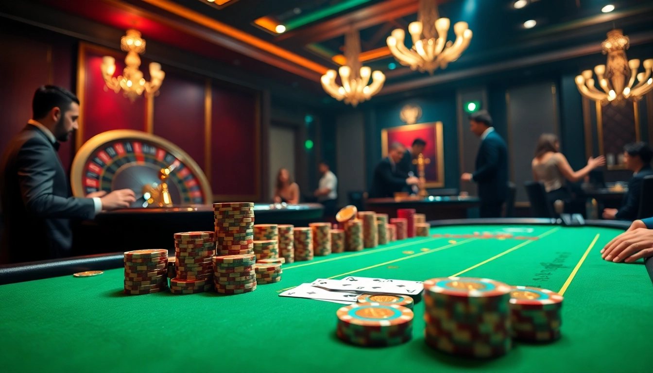 Experience high-stakes poker action at 79KING's luxurious casino table featuring vibrant chips and cards.