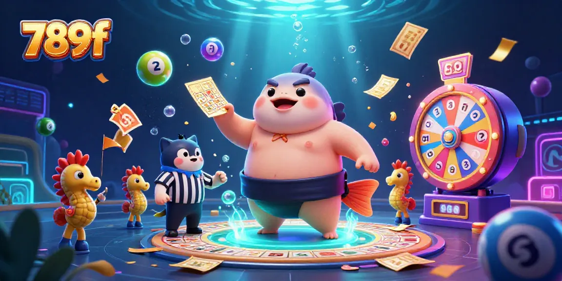 Engage with the 789f captivating underwater casino scene filled with dynamic lottery elements and vibrant characters.
