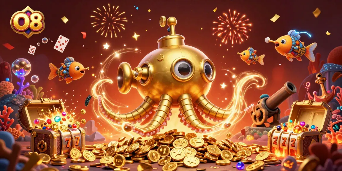 Engage with O8's thrilling slots jackpot experience surrounded by a colorful undersea adventure.