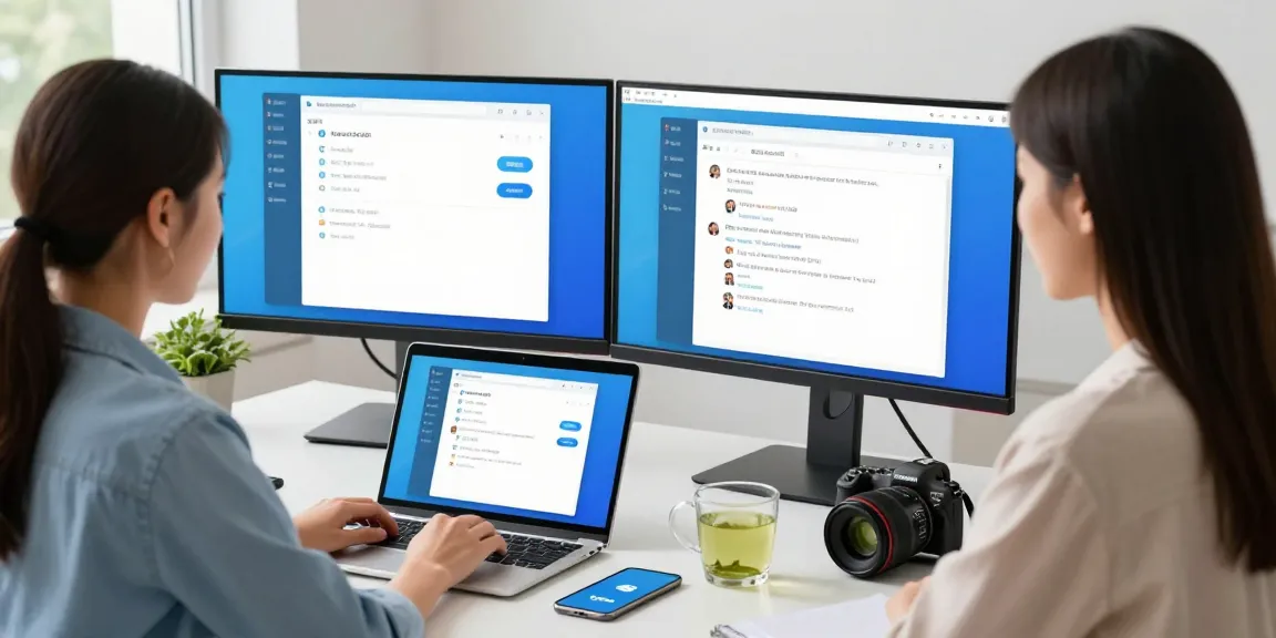 Telegram Chinese language settings displayed on monitors in a modern workspace setting, highlighting user-friendly tech.