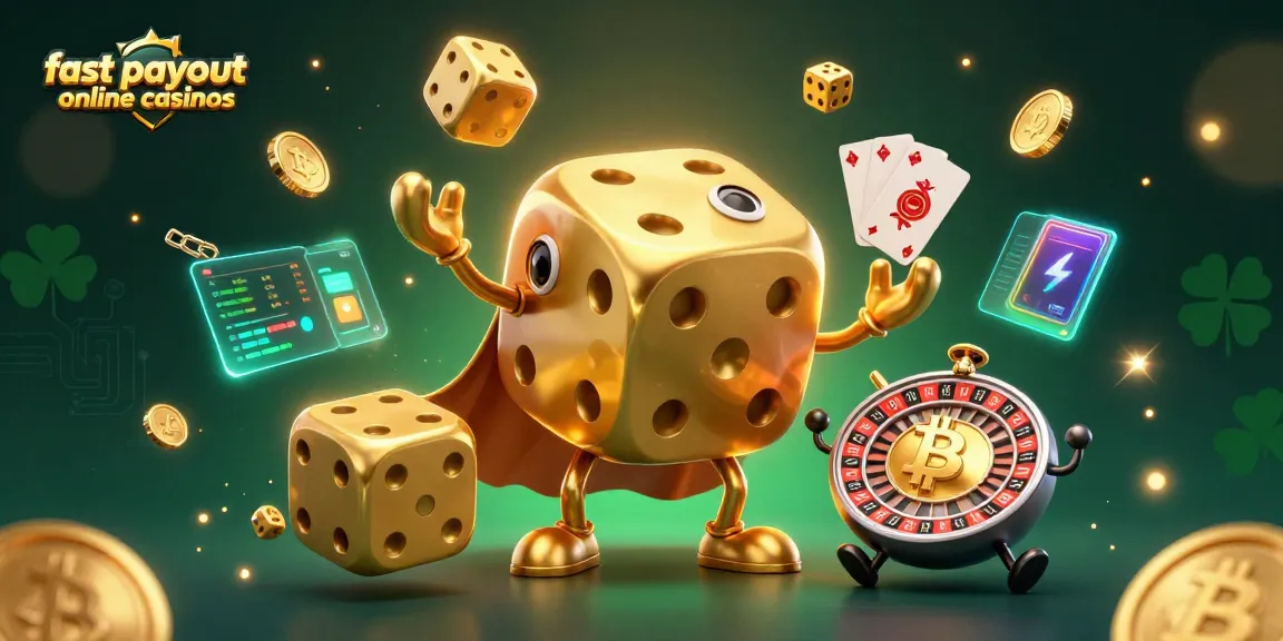 Experience fast payout online casinos with a vibrant scene featuring animated casino elements.