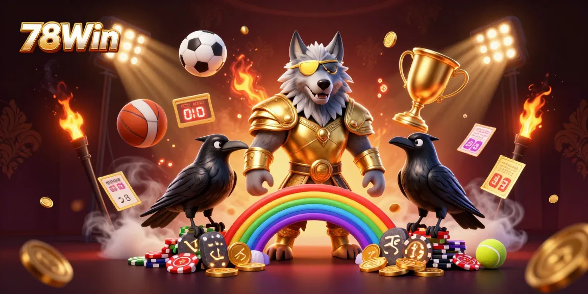 Experience excitement with 78Win as Odin and his ravens guard a vibrant casino scene.