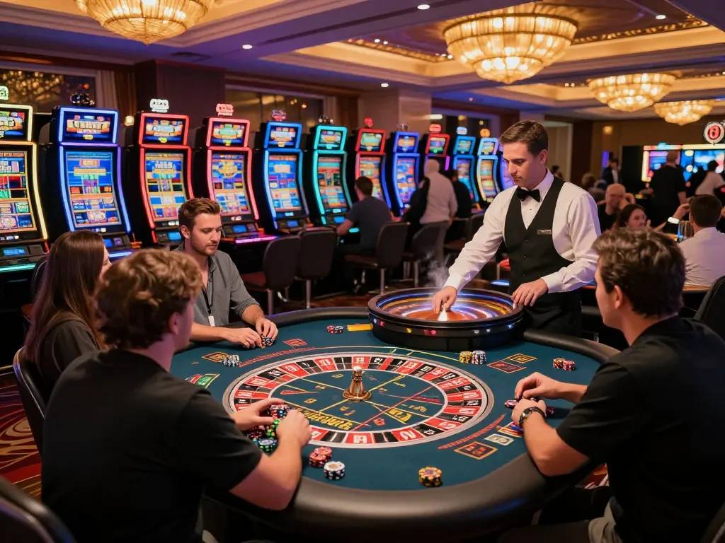Join the excitement at 98 WIN casino with players at a dynamic roulette table.