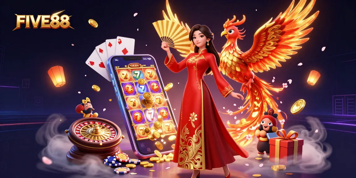 Experience the thrills of betting at FIVE88 with vibrant visuals and dynamic gaming elements.
