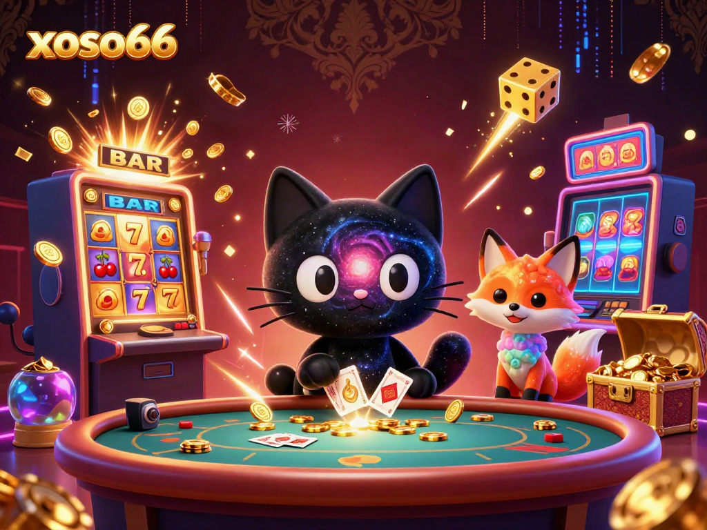 Experience the excitement of winning at xoso66 with captivating cosmic casino illustrations featuring a black hole cat.