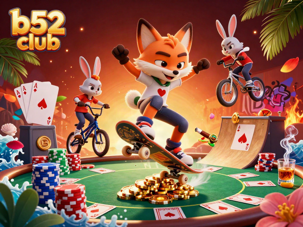 Experience thrilling gameplay at b52 club with vibrant casino-themed characters and dynamic elements.