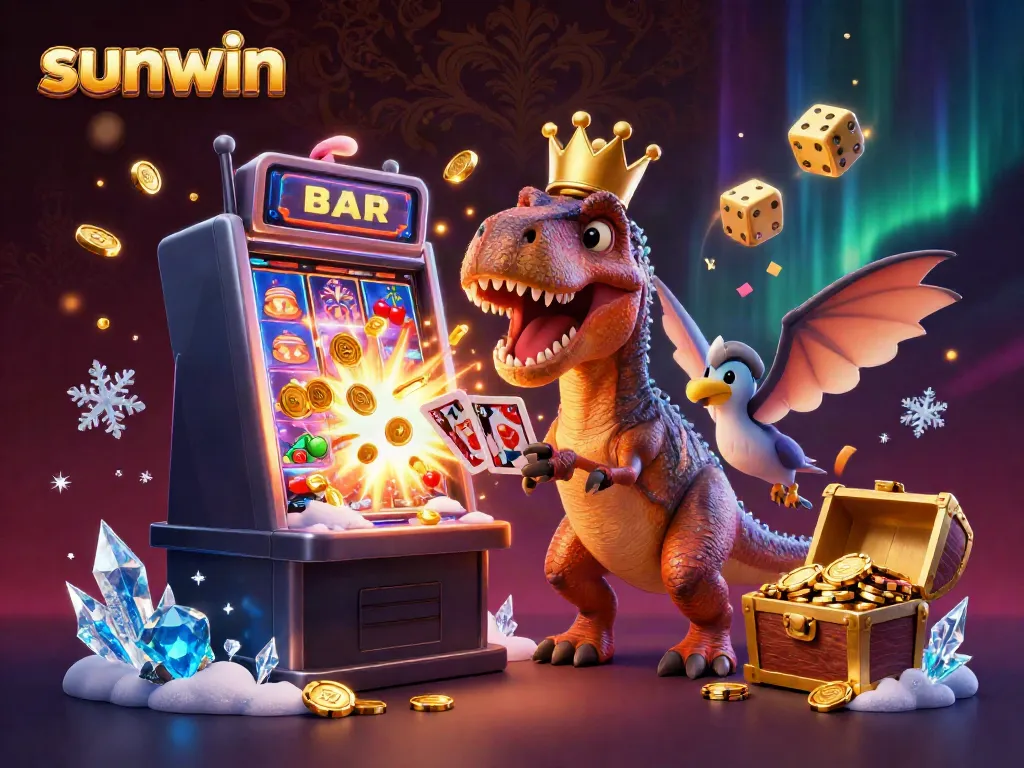 Experience sunwin's thrilling casino world with vibrant characters and a dynamic jackpot explosion.