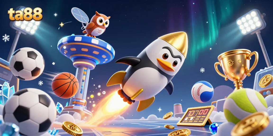 Experience thrilling action with ta88 as a golden penguin navigates a casino space adventure!