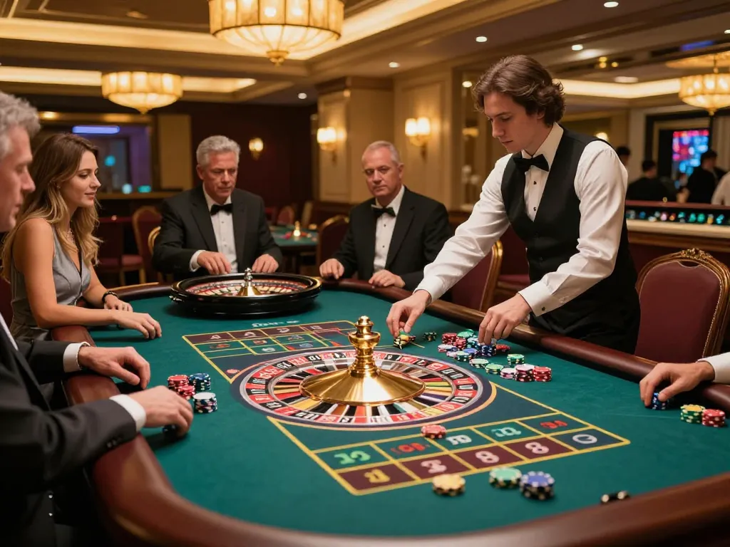 Player eagerly placing bets at lu88.com roulette table, enjoying a thrilling casino experience.