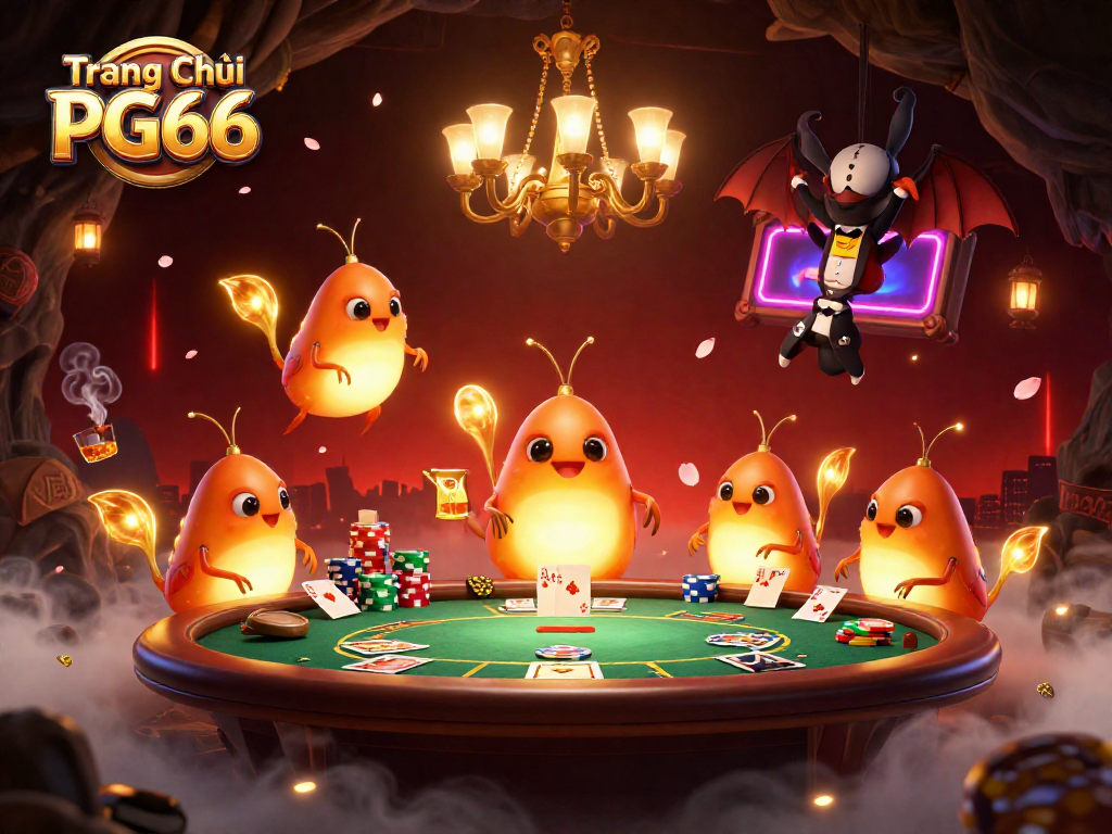 Engage with the lively Trang Chủ PG66 casino scene, featuring glowworms and poker action.