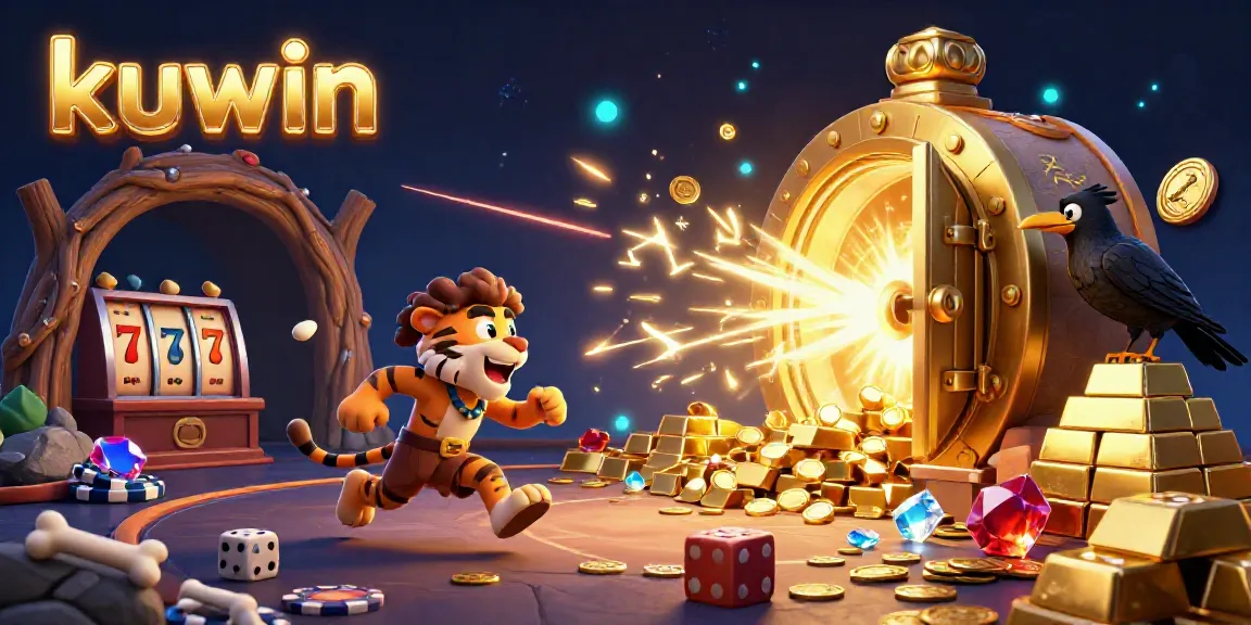 Kuwin casino illustration showcasing an engaging prehistoric casino scene with vibrant elements.