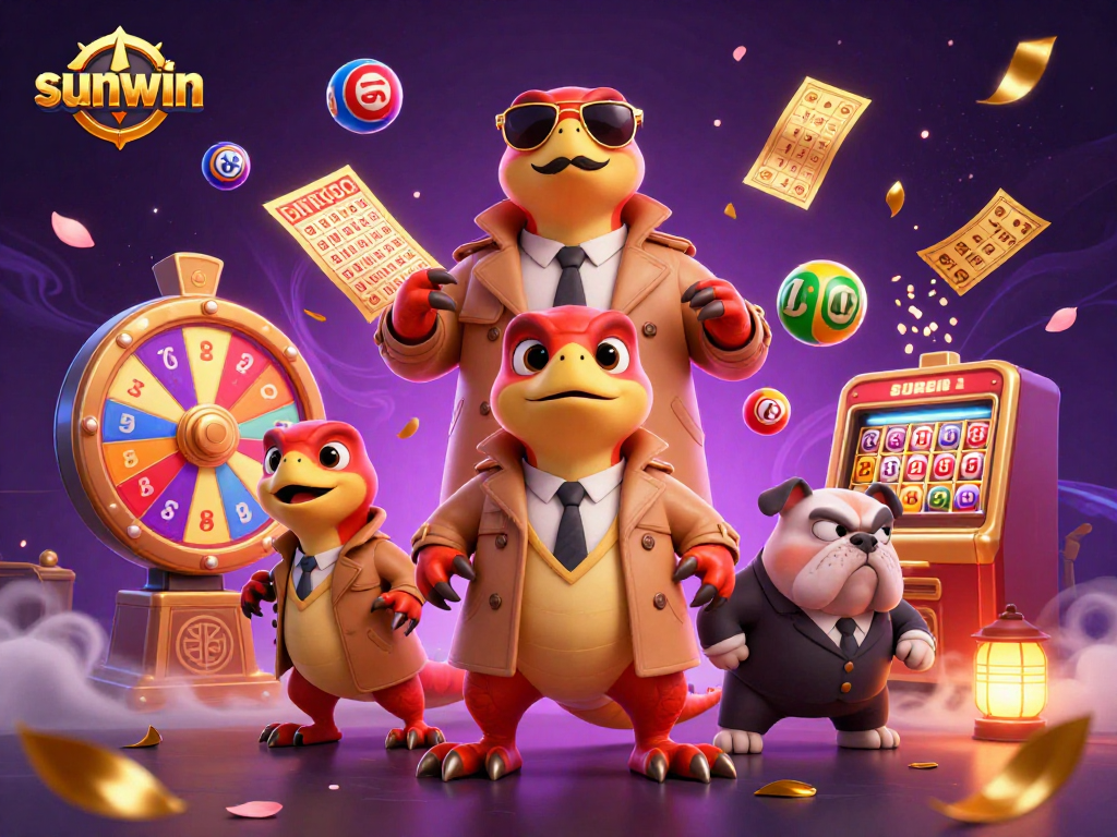 Engage with sunwin's lottery excitement featuring raptors in a trench coat at a VIP casino.