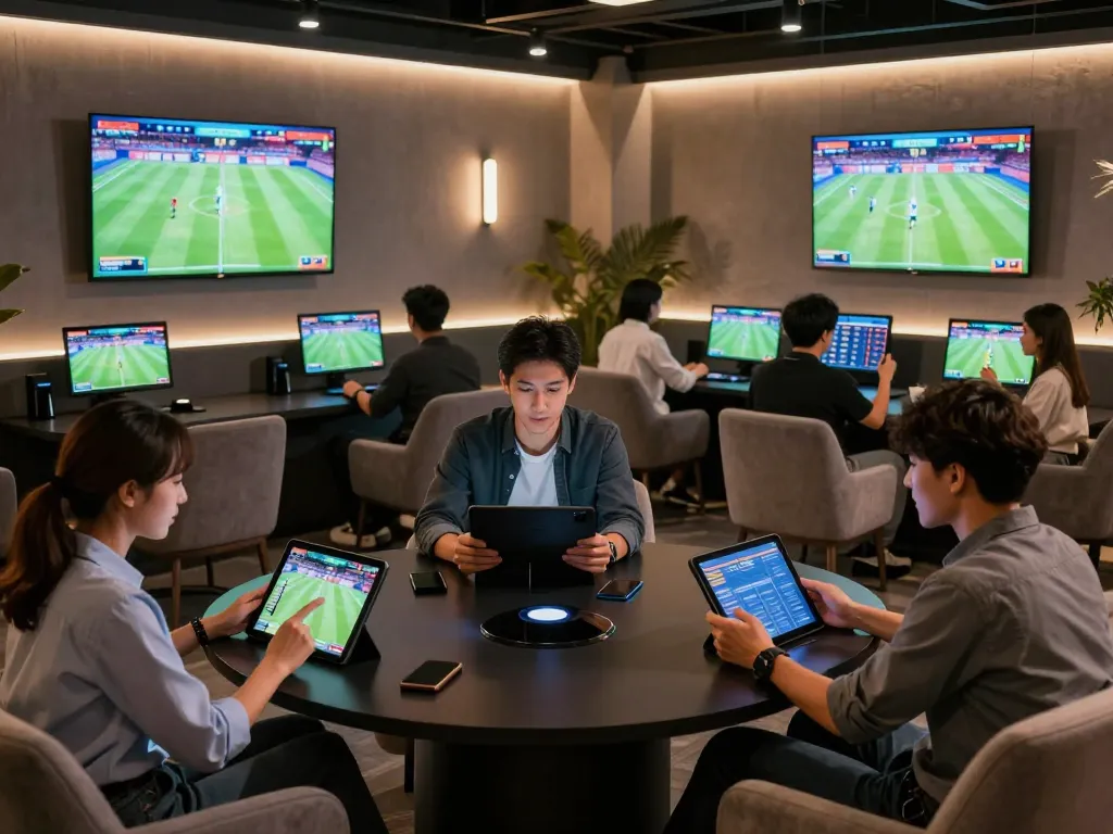 Engaged bettors using Jun88 platform for live sports analysis and betting strategies.