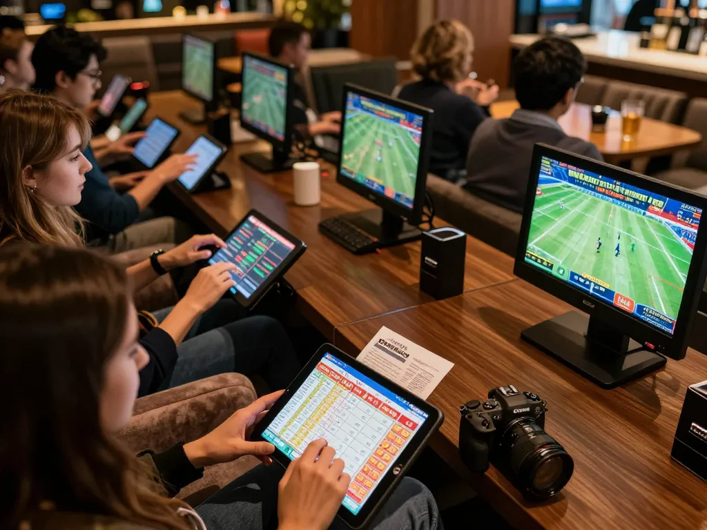 Live sports betting excitement at hitclub5br with patrons engaged in wagering on major games