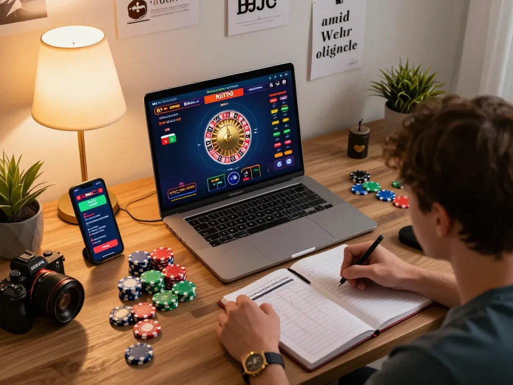 KJC online roulette gaming session showcasing strategy and engagement in a cozy setting.