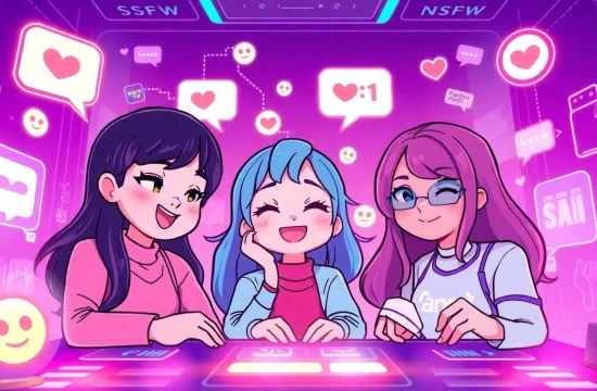 Interactive AI chat experience with engaging characters representing crushon ia, vibrant colors, and futuristic design elements.