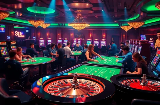S8 combines luxury and excitement in online gambling, showcasing casino tables and games in a vibrant setting.