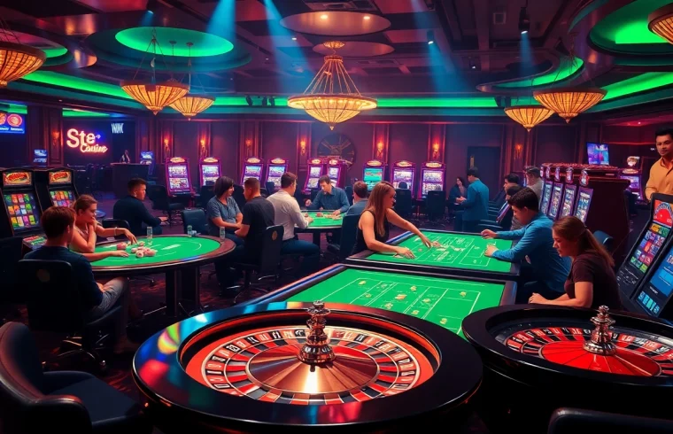S8 combines luxury and excitement in online gambling, showcasing casino tables and games in a vibrant setting.
