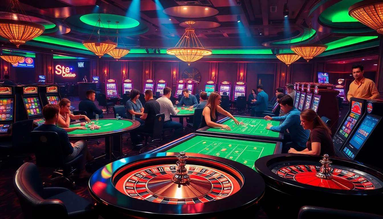 S8 combines luxury and excitement in online gambling, showcasing casino tables and games in a vibrant setting.