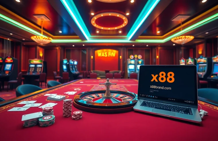 Experience the thrill of gambling with xx88brand.com at an elegant casino table.