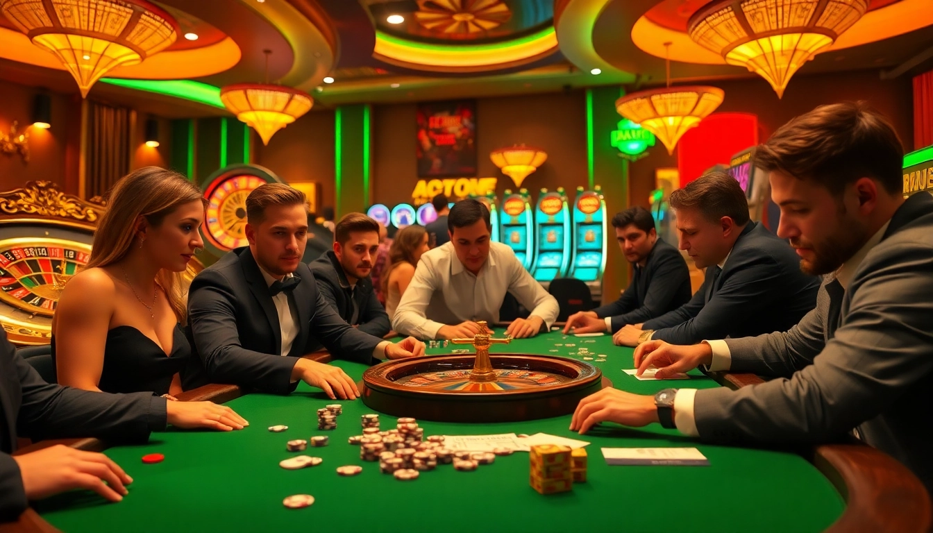AX88 poker players immersed in a thrilling casino atmosphere filled with excitement.