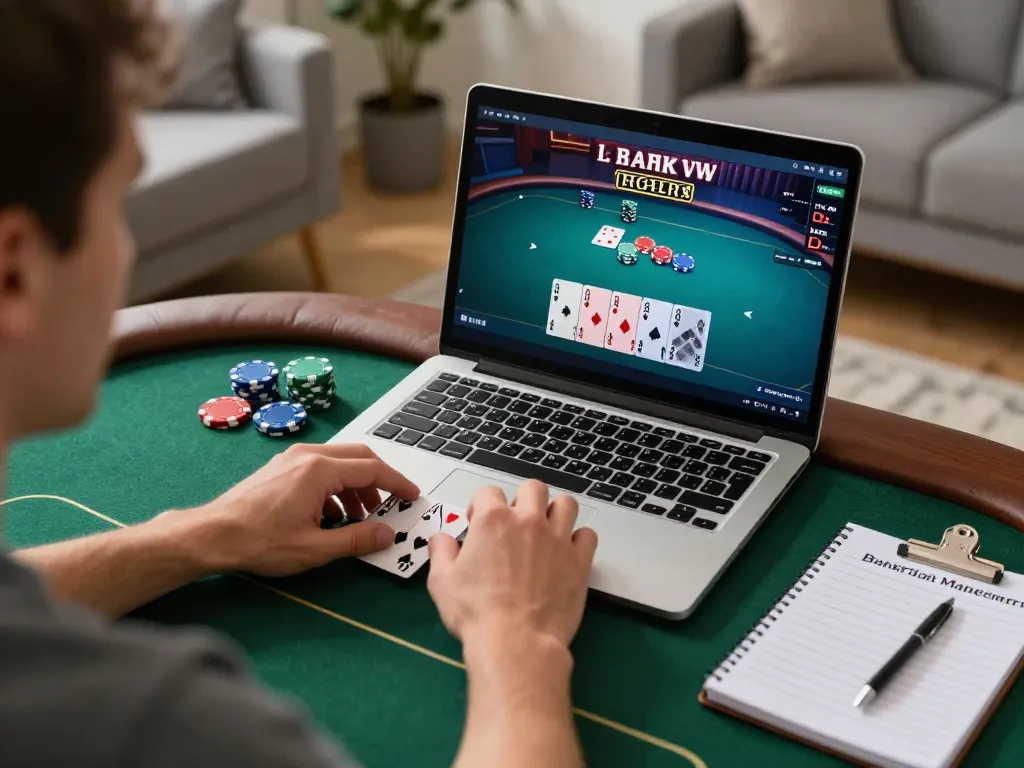 Play strategically at vin88 online poker game with an engaged player in a cozy environment