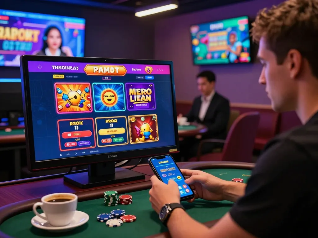 Engaging online gambling experience at MM88.COM with vibrant game displays and mobile interaction.