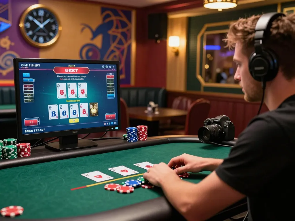 Player focusing on live blackjack with engaging xx88 online interface in cozy home setup.
